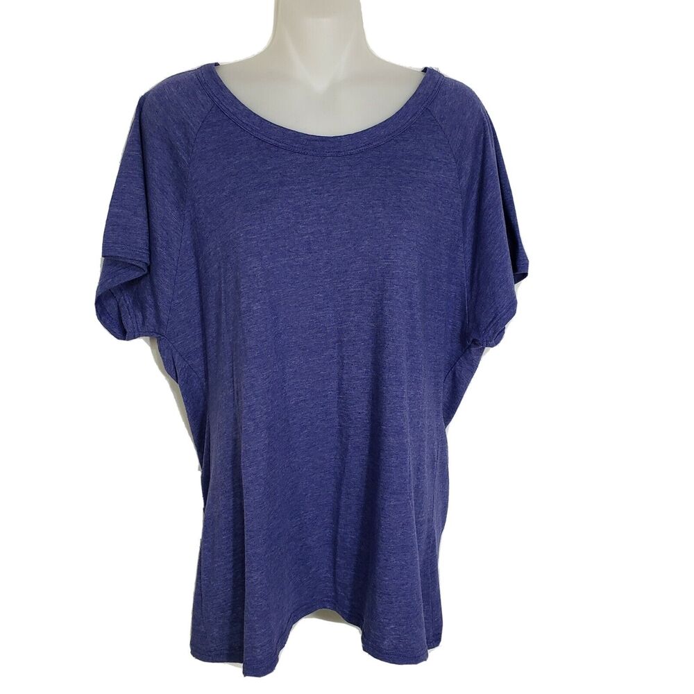 143 Story by Line Up Top Women Medium Blue Knit Short Sleeve Open Back Twist Hem